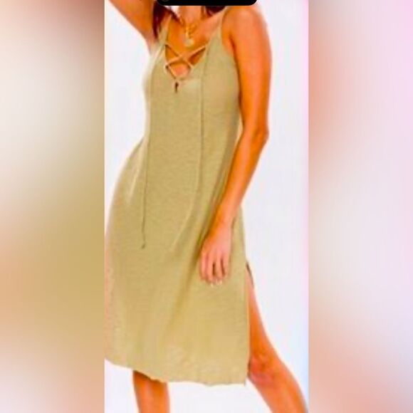 Michelle Army Green Dress Sleeveless Small Medium Large - Picture 1 of 11